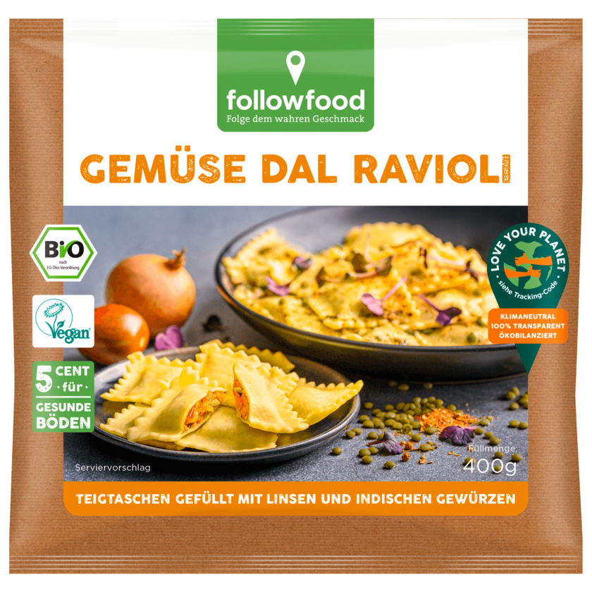 Followfood Gemüse Dal Ravioli Bio vegan 400g